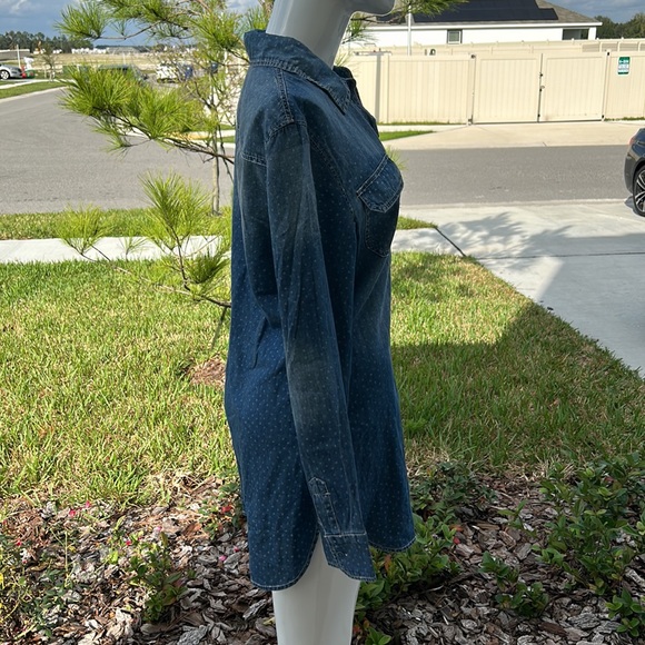 ABS BY ALLEN SCHWARTZ OVERSIZED DENIM SHIRT TOP SIZE S MSRP $69.00 NWT - Picture 5 of 9